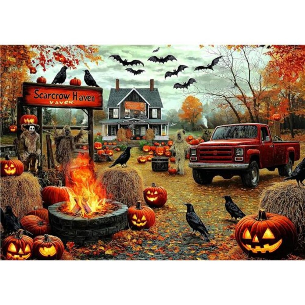 Halloween Scarecrow Haven 1000 Piece Jigsaw Puzzle for Adults Spooky Fall